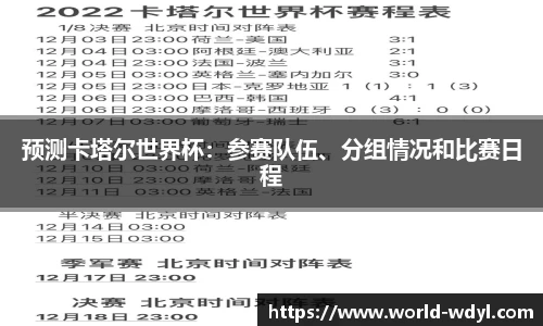 预测卡塔尔世界杯：参赛队伍、分组情况和比赛日程